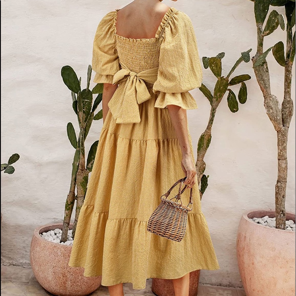 Gingham Yellow Dress